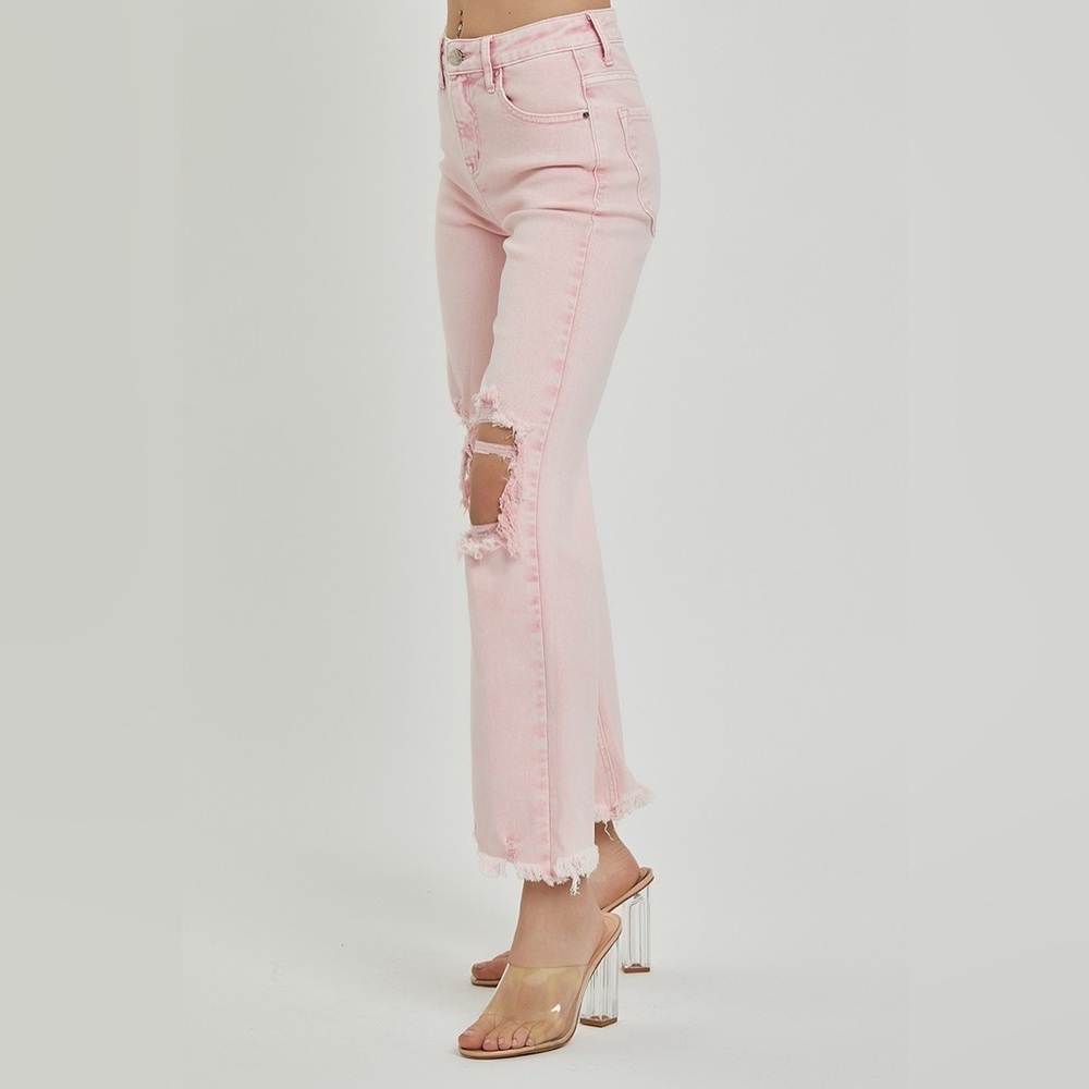 Just Arrived NEW Color High‎ Rise Knee Distressed Straight Pants - Picture 3 of 8